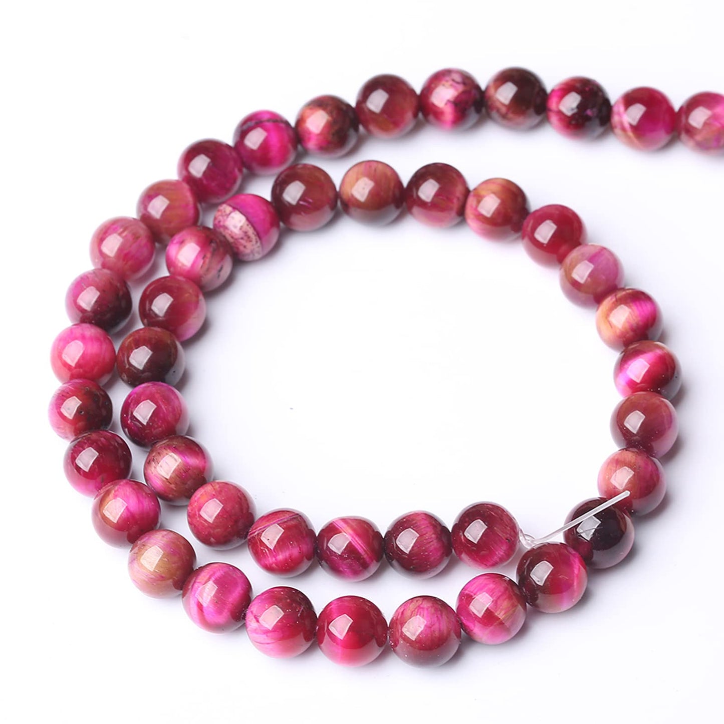 Natural Rose Red Tiger Eye Beads for Jewelry Making Round Loose Stone Beads Semi-Precious DIY Bracelet Necklace 8mm