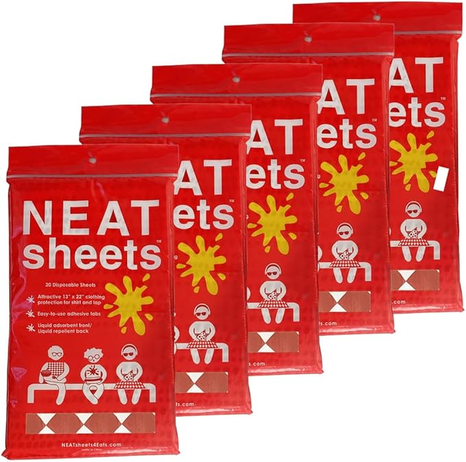 Disposable Bibs for Adults, Kids & Elderly Senior | Adhesive Tab Napkins for Eating, Personal Use, Home Care & Business | Red & White Diamond, 20 Count x 5 (100 Total)