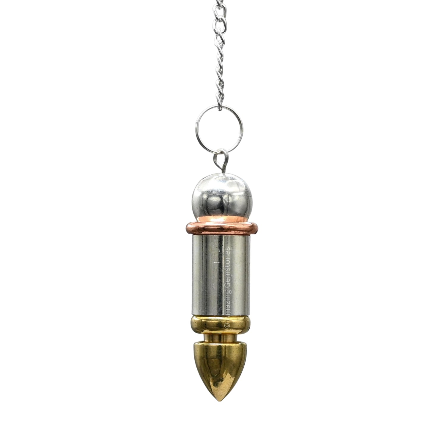 Amazing Gemstone Healing Metal Pendulums for Divination, Gold Silver Copper Openable 4 Piece Bullet Steel Copper Pendulum High Energy Pendulo de Bronce Pendulos de Mesa MP84