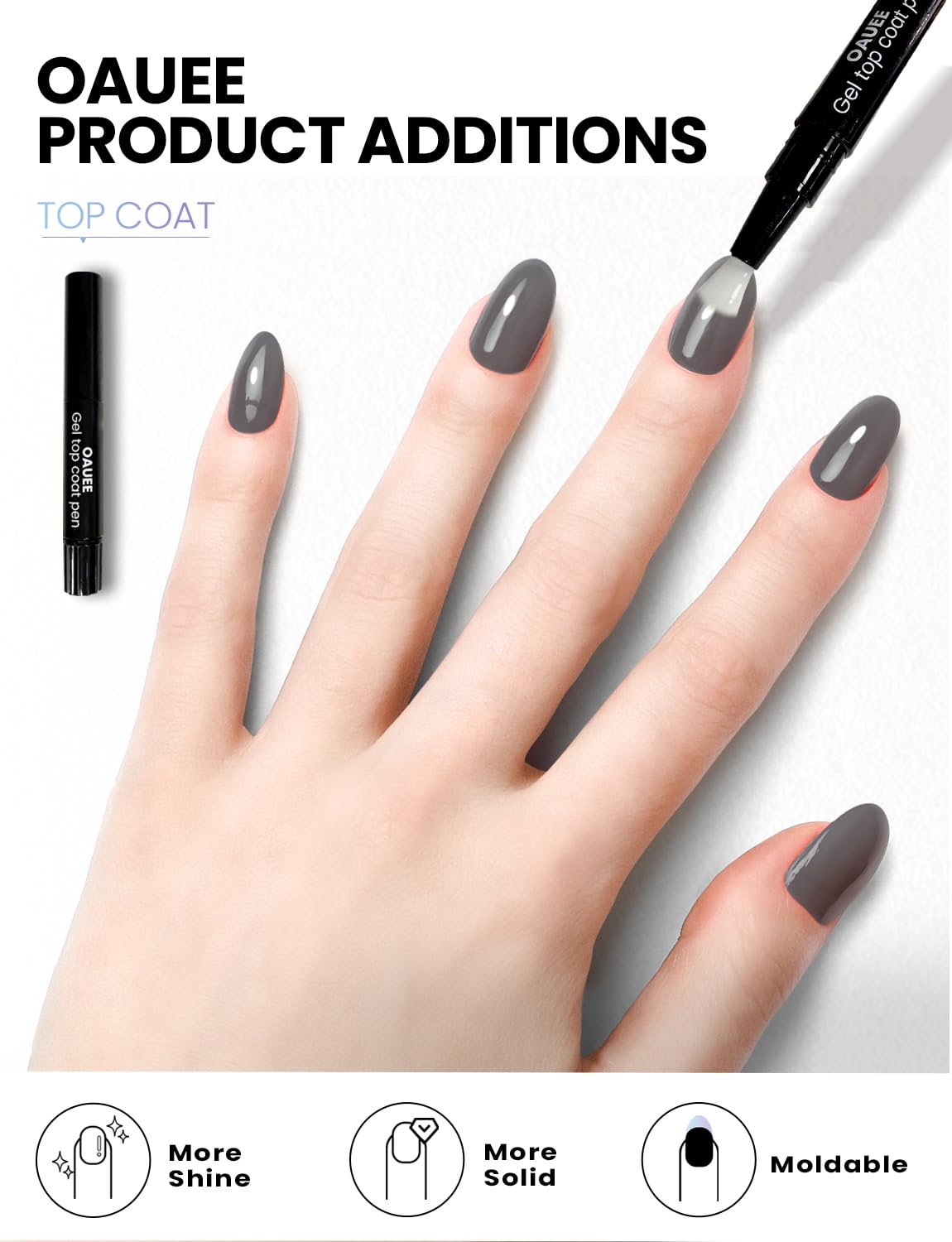 Oauee Semi Cured Gel Nail Strips | Built-In Gel Top Coat | UV Light Required | Salon Quality, Easy Application And Removal (Twilight Grey）