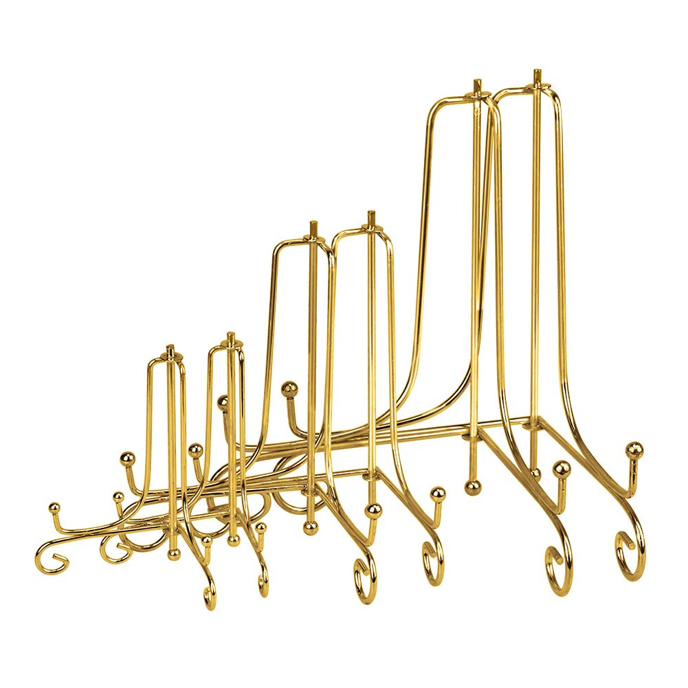 LIONWEI LIONWELI 6 Pack Iron Display Stand,Gold Iron Easel Plate Holder Stand for Displaying Pictures, Plates, Books and Arts (4, 6, 8 inch)