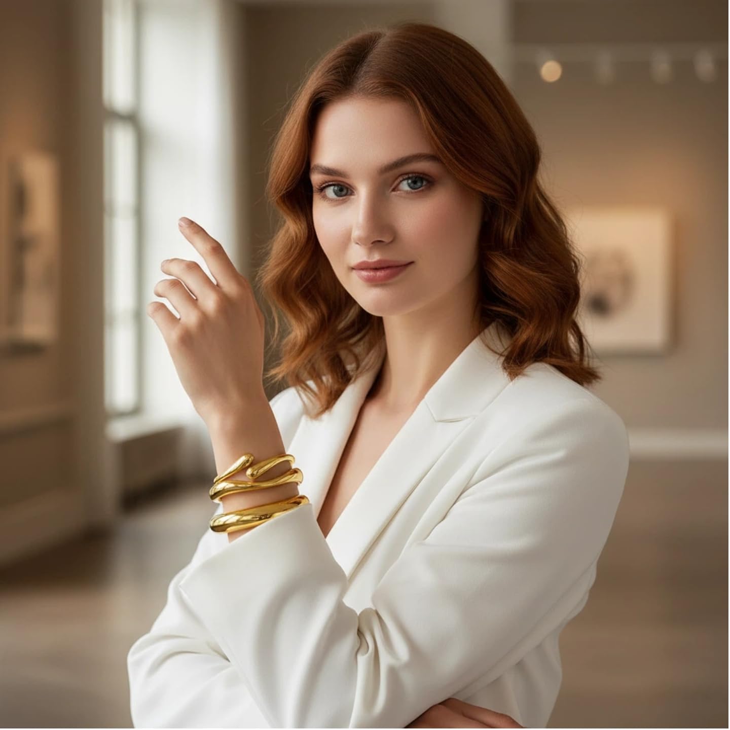 KKPOT Chunky Gold Bangle Bracelets for Women – 14K Gold Plated, 3-Piece Stackable Cuff Bangles Set, Trendy Minimalist Jewelry (Gold-1)