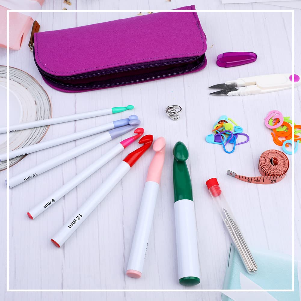 7 Sizes Crochet Hooks Set (7mm-20mm) with 9 Pcs Large-Eye Blunt Needles, Huge Plastic Crochet Hook Crochet, Adjustable Knitting Loop, Extra Large Crochet Hook for Yarn Weaving Craft Tools