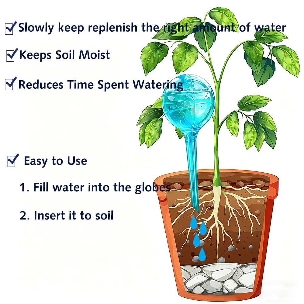 10pcs Plant Self Watering Globe Stakes, Plant Watering Stakes Automatic Plant Watering Bulb System Spikes, Flower Automatic Watering Device, Garden Self Waterer for Indoor Outdoor Plant