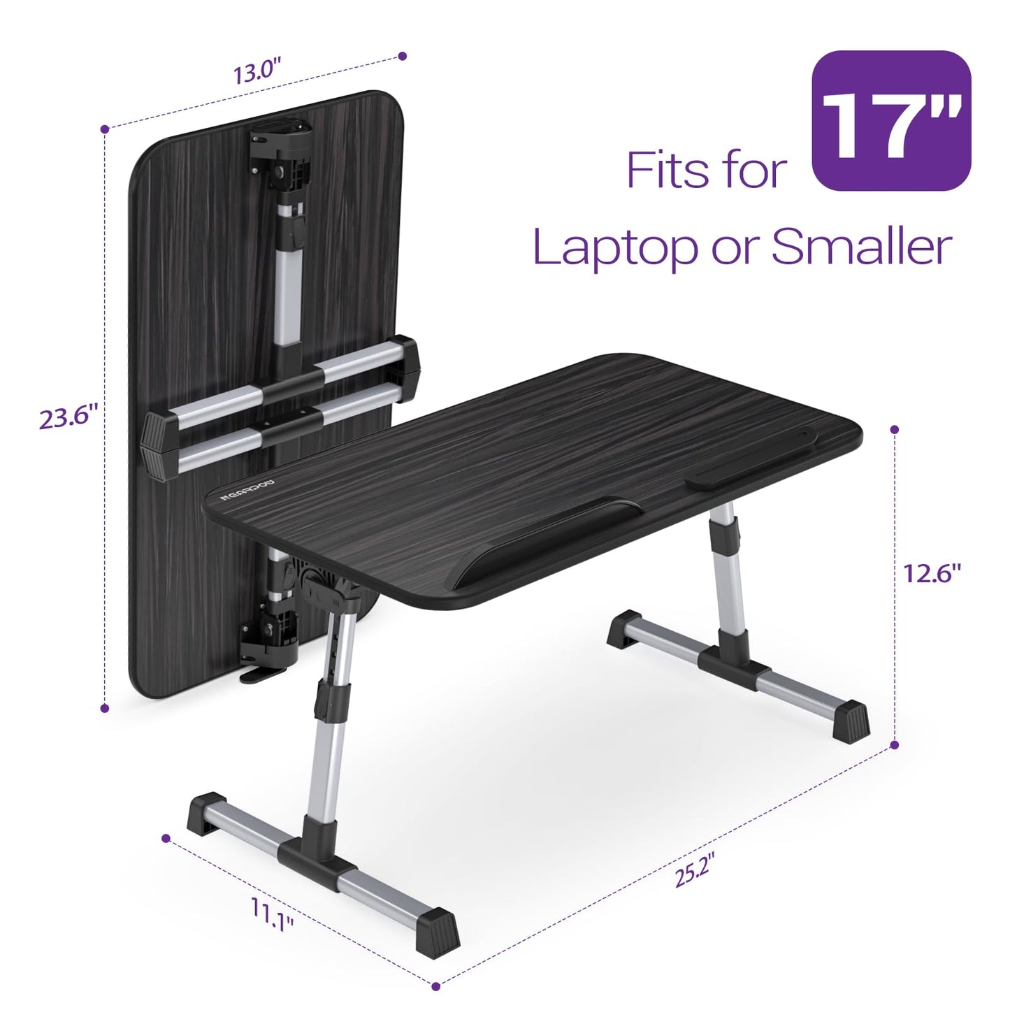 Laptop Bed Tray Table, Nearpow (Larger Size) Adjustable Laptop Bed Stand, Portable Standing Table with Foldable Legs, Foldable Lap Tablet Table for Sofa Couch Floor - Large Size