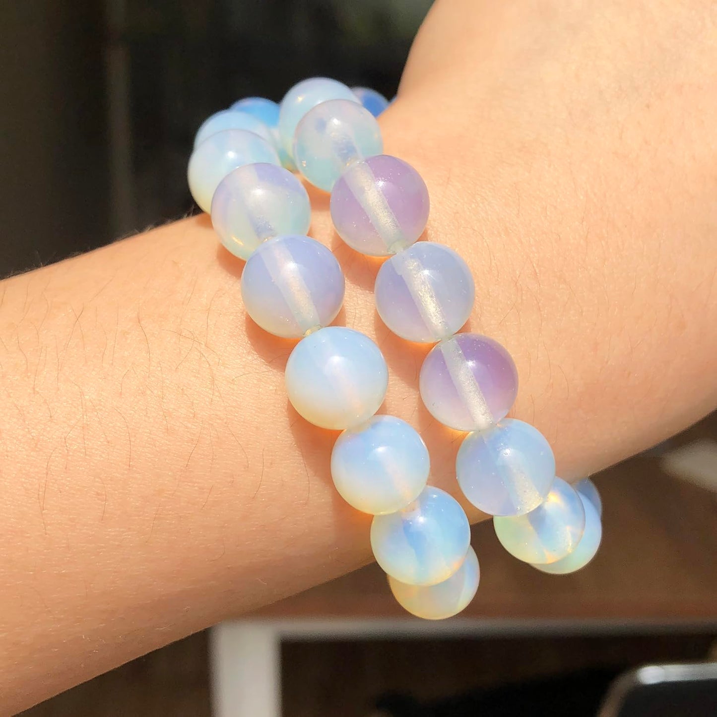 Yochus 60pcs White Opal Beads，6mm Healing Power Natural Stone Round Loose Gemstone Beads for Jewelry Making Earring Necklace DIY Crafts