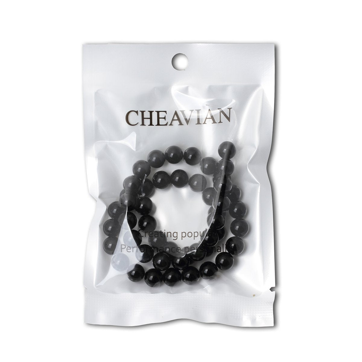 CHEAVIAN 45PCS 8mm Natural Black Obsidian Gemstone Round Loose Beads Crystal Energy Stone Healing Power for DIY Jewelry Making 1 Strand 15"