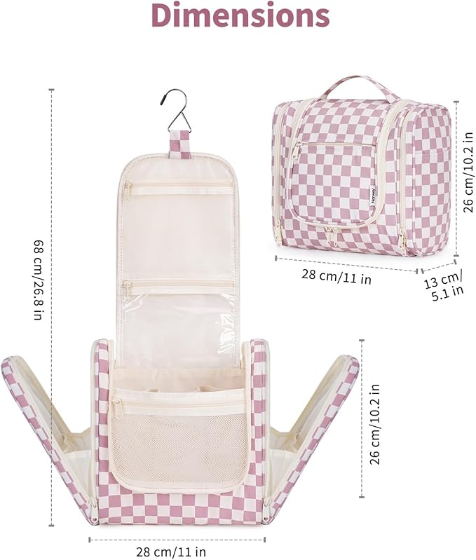Narwey Hanging Toiletry Bag for Women Travel Makeup Bag Organizer Toiletries Bag for Cosmetics Essentials Accessories