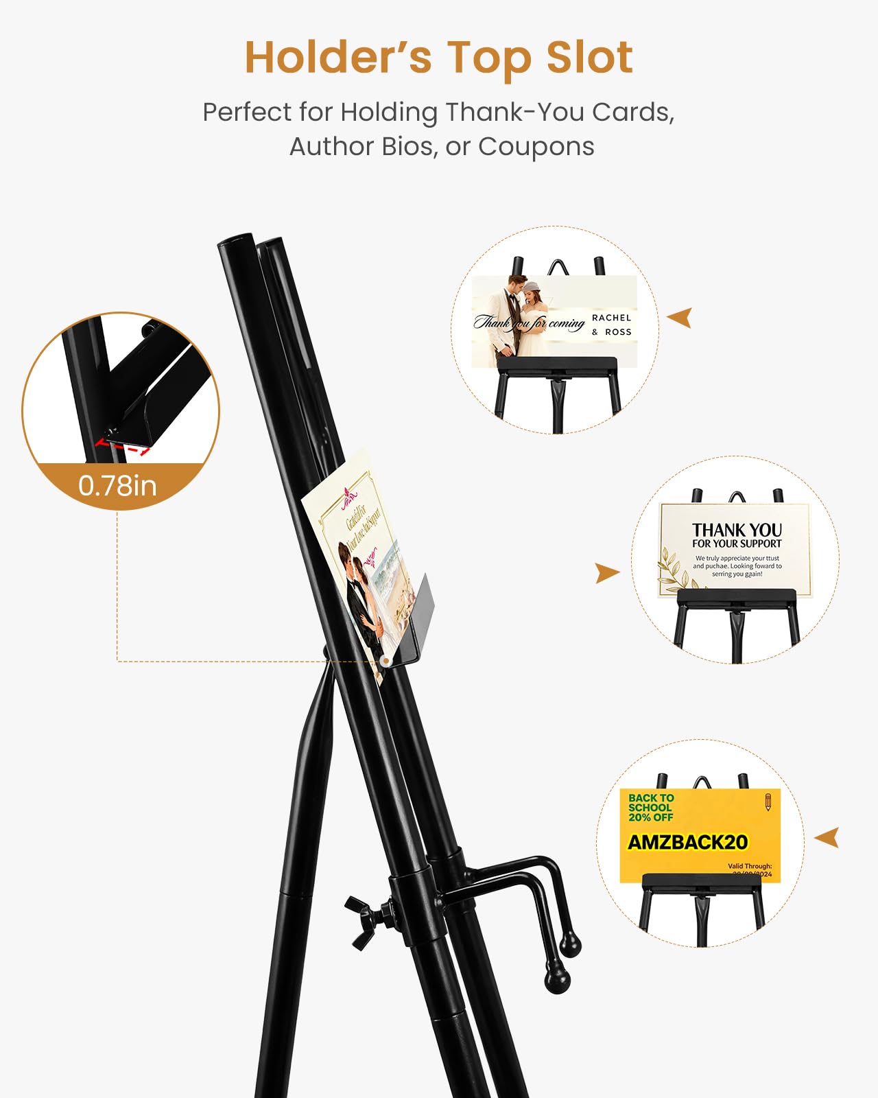 53.9" Black Easel Stand for Sign, Heavy Duty Metal Display Easel with Storage Bag, Adjustable Art Easel for Wedding Sign, Painting, Picture
