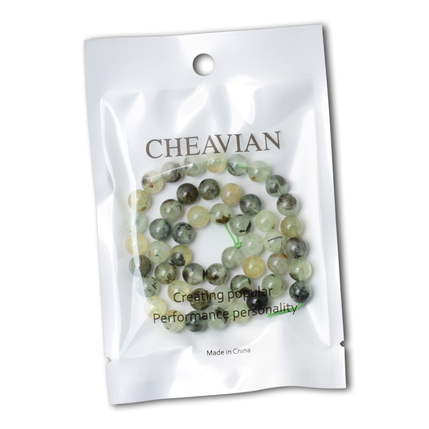 CHEAVIAN 45PCS 8mm Natural Prehnite Gemstone Smooth Surface Round Loose Beads for Jewelry Making 1 String 15 Inches
