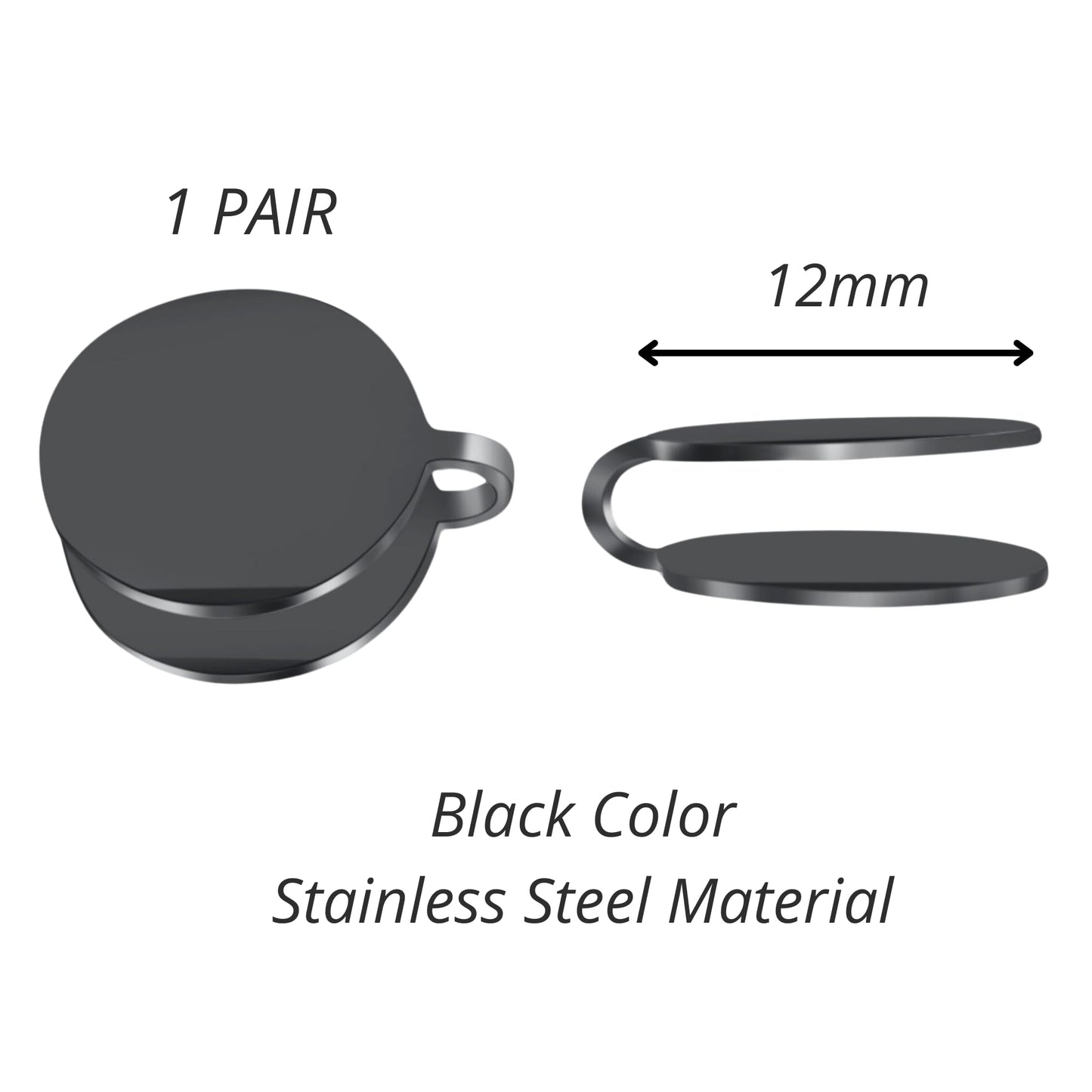 Keloid Pressure Earrings for Women and Men Clip on Compression Earring for Swelling (12mm Black)