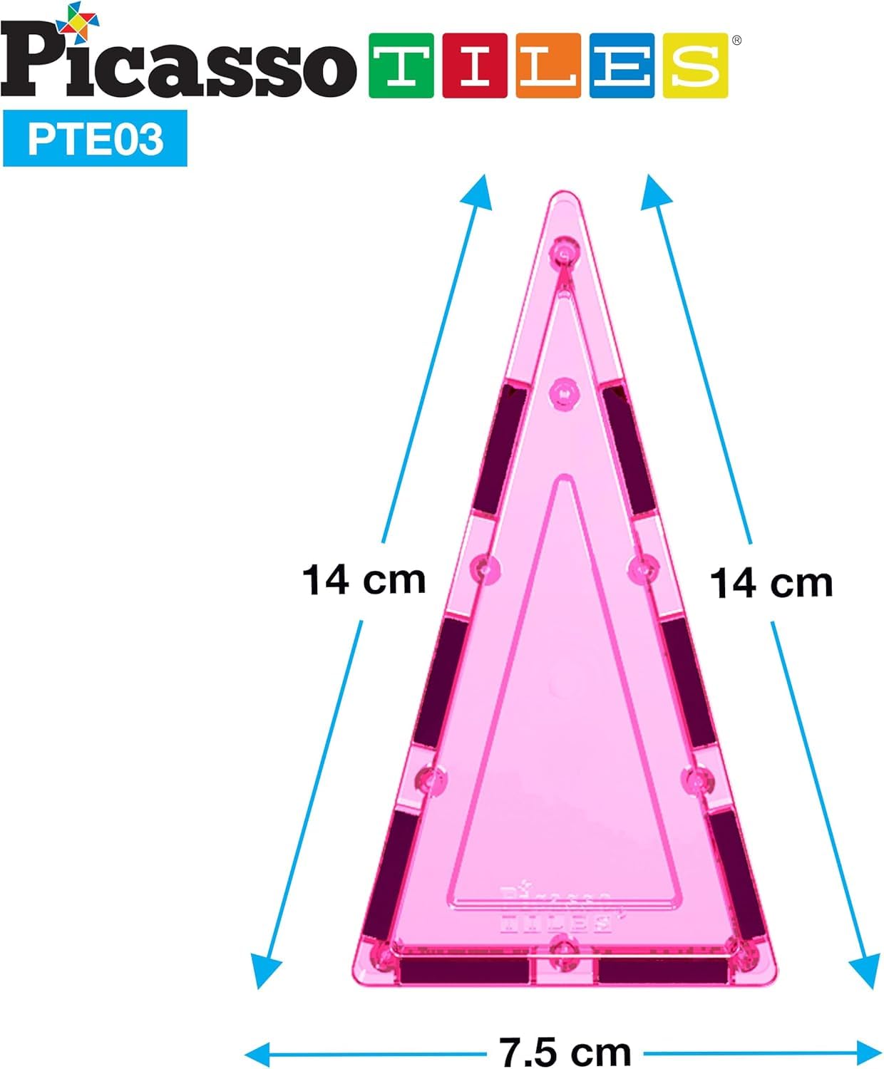 PicassoTiles 12pcs Magnetic Building Block Set Isosceles Triangle Magnet Tiles Construction Toy STEM Learning Kit Educational Playboard Prek Pretend Play Stacking Blocks Child Brain Development PTE03