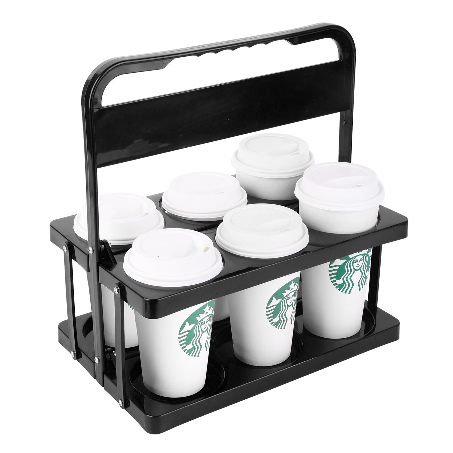 musbus Portable Drink Carrier Suitable for Doordash Accessories Grubhub Postmates Drivers, Reusable Cup Holder with Handle,Perfect Plastic take Out Carriers delivery, Black, (112)