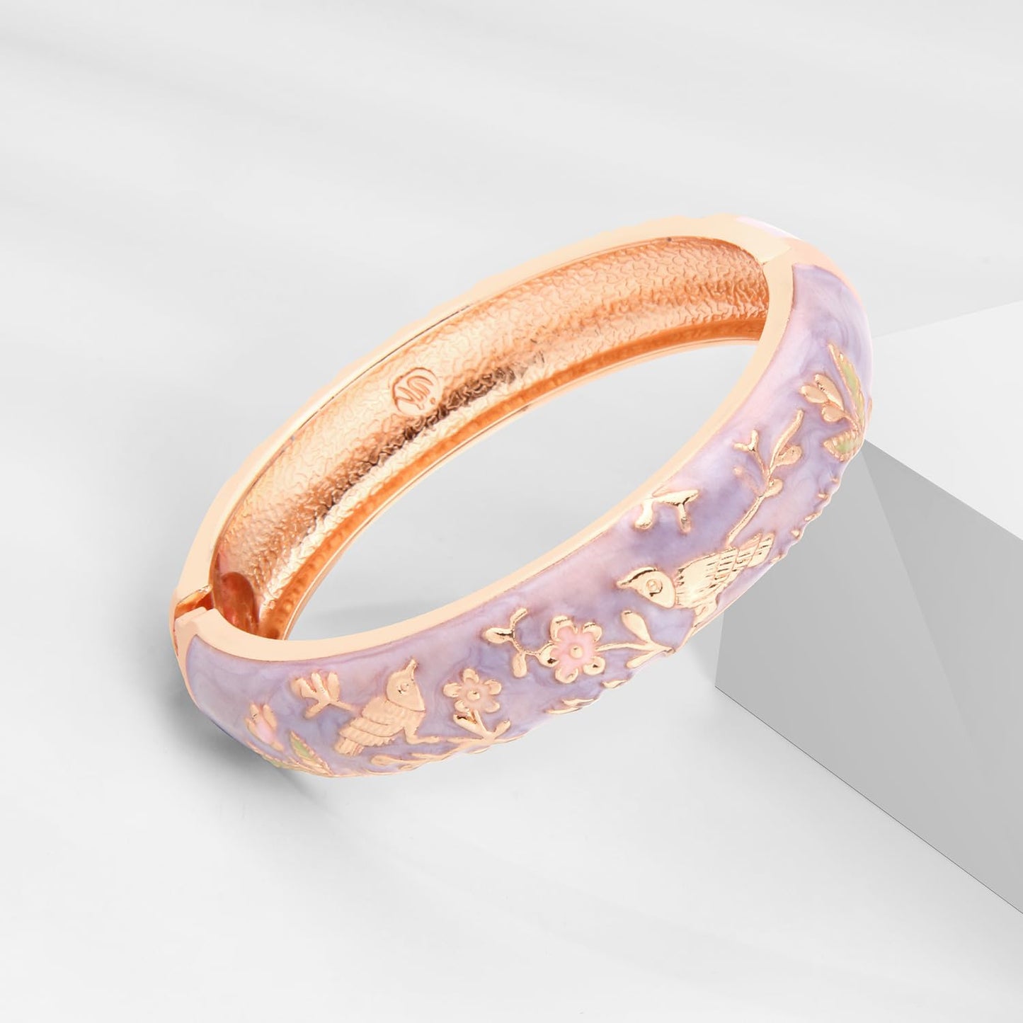 UJOY Colors Handcraft Jewelry Cloisonne Bracelet Enamel Bird Spring Hinged Womens Bangles Gifts Box 55C49-55A111 Purple