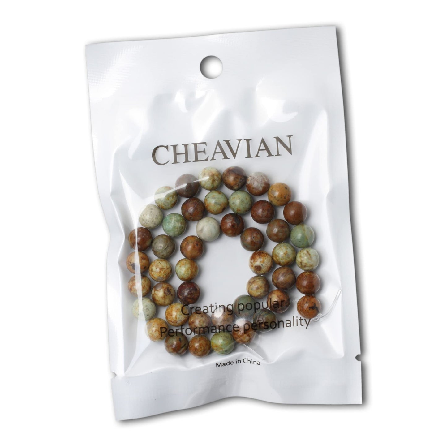 CHEAVIAN 45PCS 8mm Natural Peacock Turquoise Gemstone Round Loose Beads for DIY Bracelet Necklace Earrings Jewelry Making 1 String 15 Inches