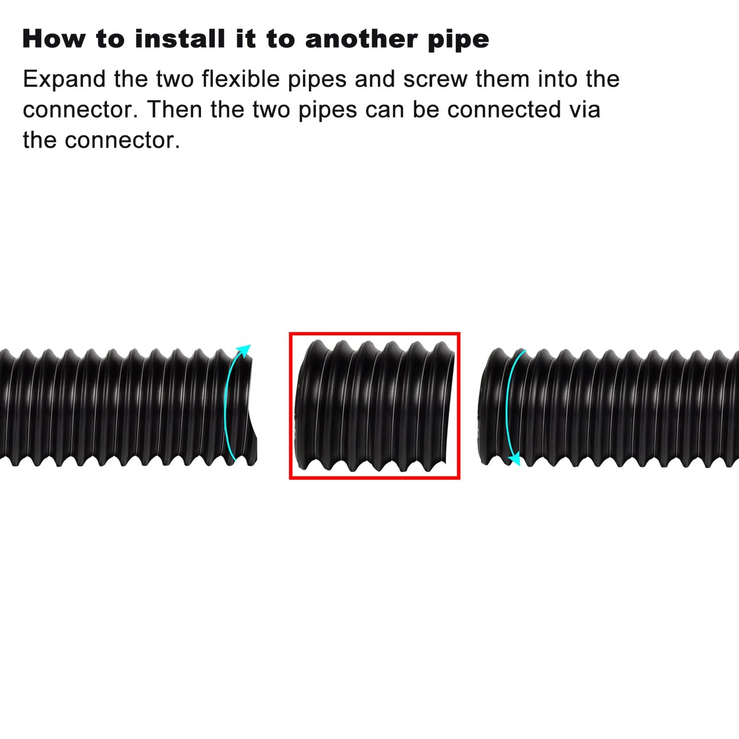Prestantious Extra Extension Flexible Pipe for Prestantious 12"×12" Catch Basin, 2 inches ID, Pipe Stretched Length 8.2ft
