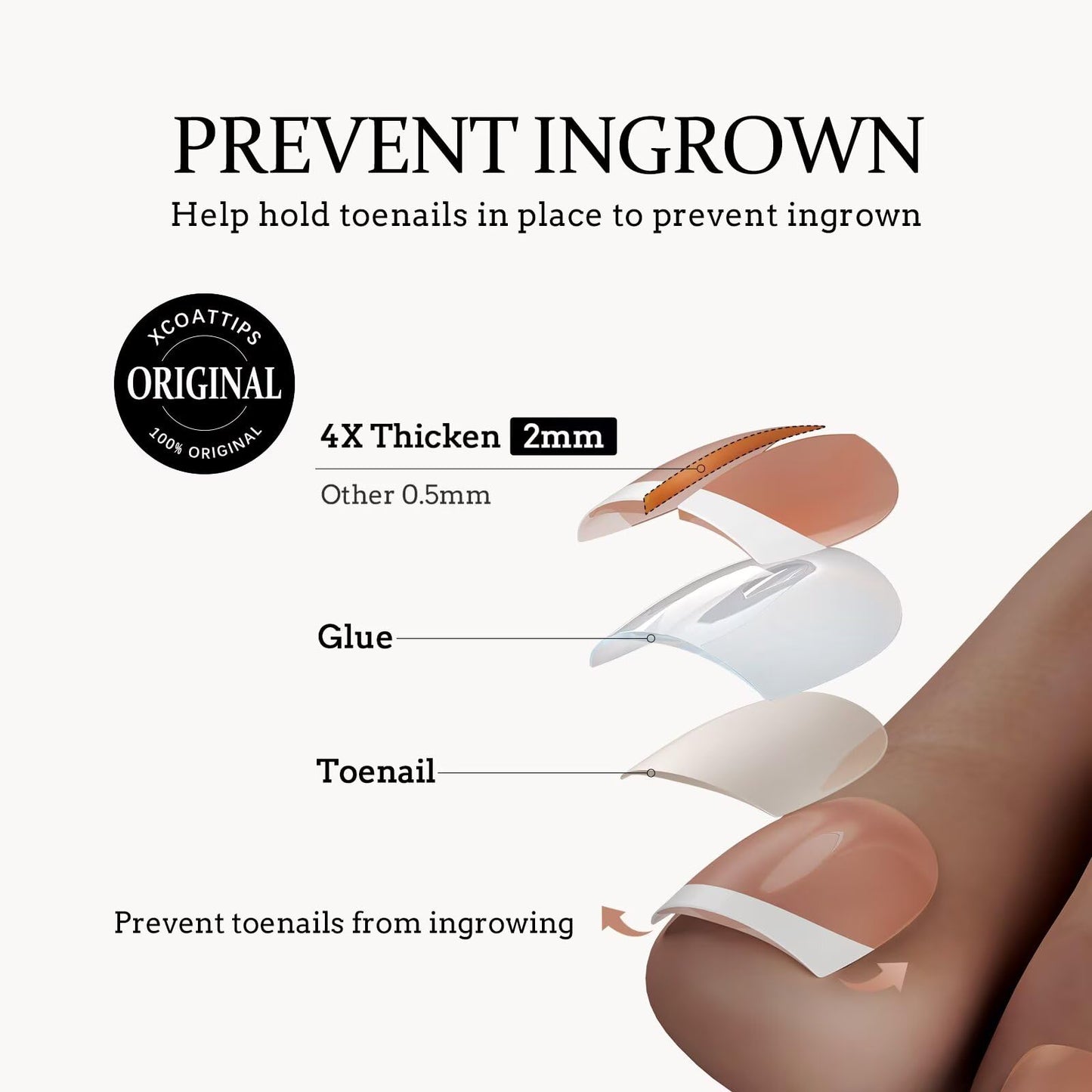 BTArtboxnails XCOATTIPS Toe Nail Tips - 160Pcs Short French Toe Nail Press Ons, French Tip Press On Toenails Brown Base, Soak Off False Toe Nail Extensions