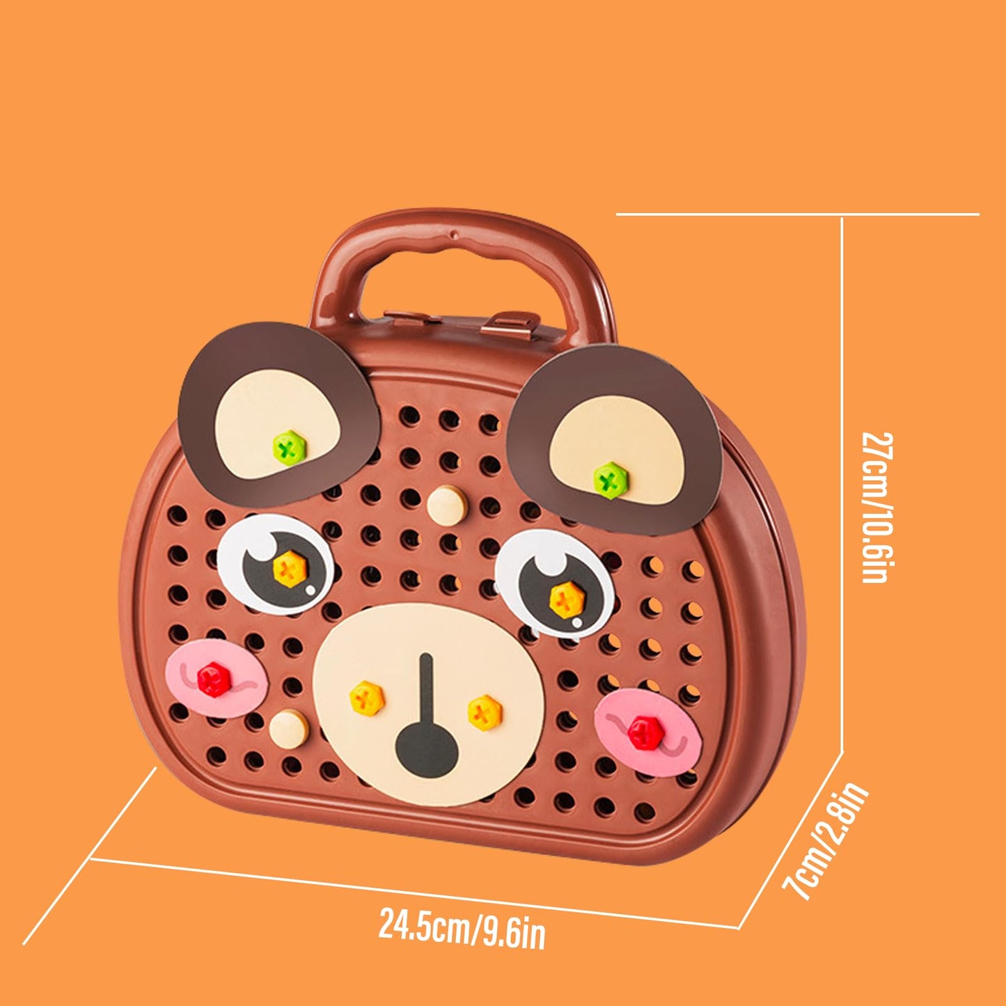 Magic Montessori Play Toolbox with Drill, 203Pcs Magic Montessori Play Toolbox Bear-Themed, 2D/3D Creativity Tool Box Montessori Toys Gift for Age 3-12 Years Old Boys Kids, Girls