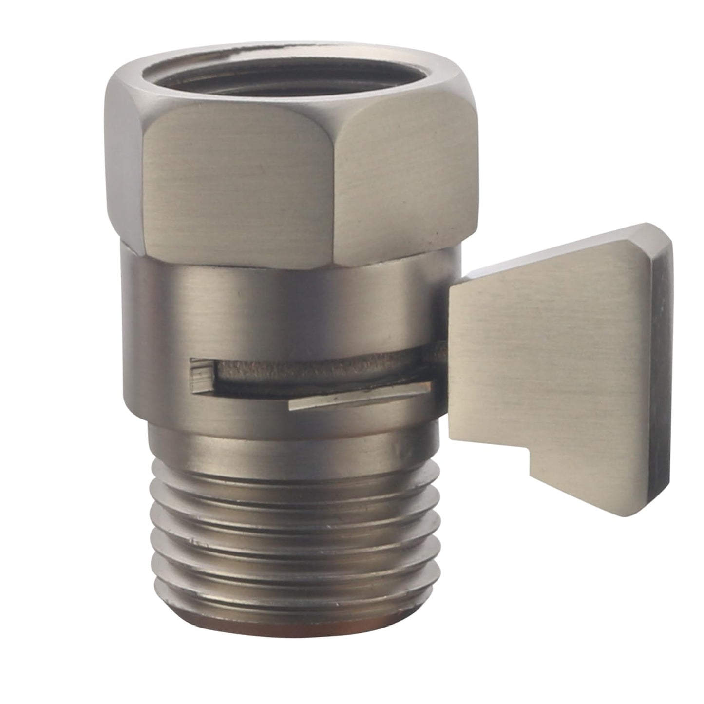 AZOS Brass Shut Off Valve, Shower Flow Control Valve, G1/2 Shower Water Pressure Regulator, Water Flow Control Valves for Handheld Shower Head, Brushed Nickel