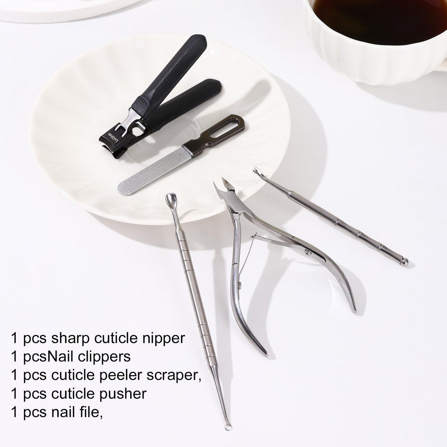 Manicure Set, Cuticle Trimmer, Durable Alloy Nail File.