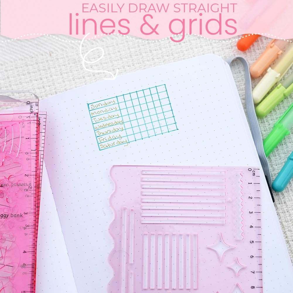 In The Slightest - Journal Stencils, Planner Stencils, Notebook, Diary, Journaling, Bullet Journaling Supplies, Notebook, DIY Drawing, Hard Plastic, Planner Accessories - Watermelon
