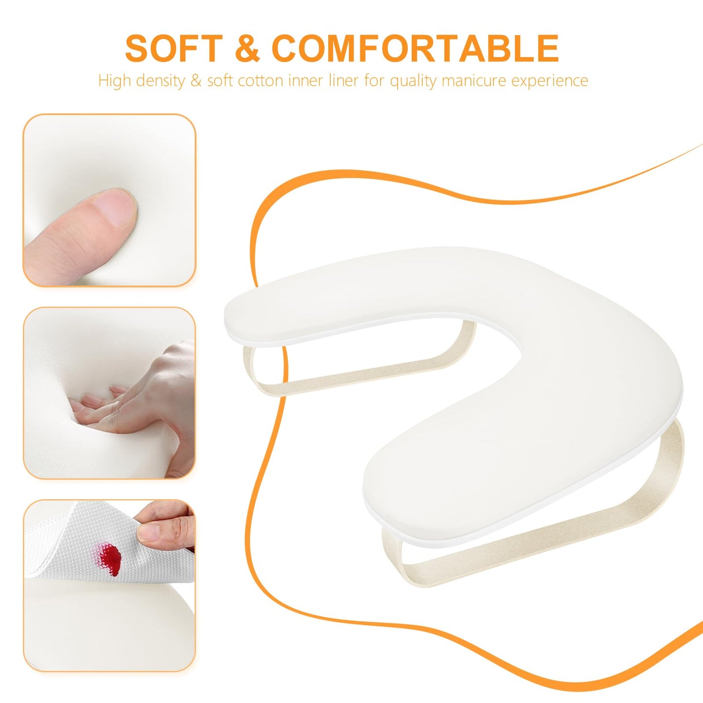 Arm Rest for Nails Tech,U Shaped Manicure Arm Rest Stand with Aluminum Alloy Hand Rest Holder,Cleanable Leather Nail Hand Rest Pillow for Acrylic Nails Art Salon(White)