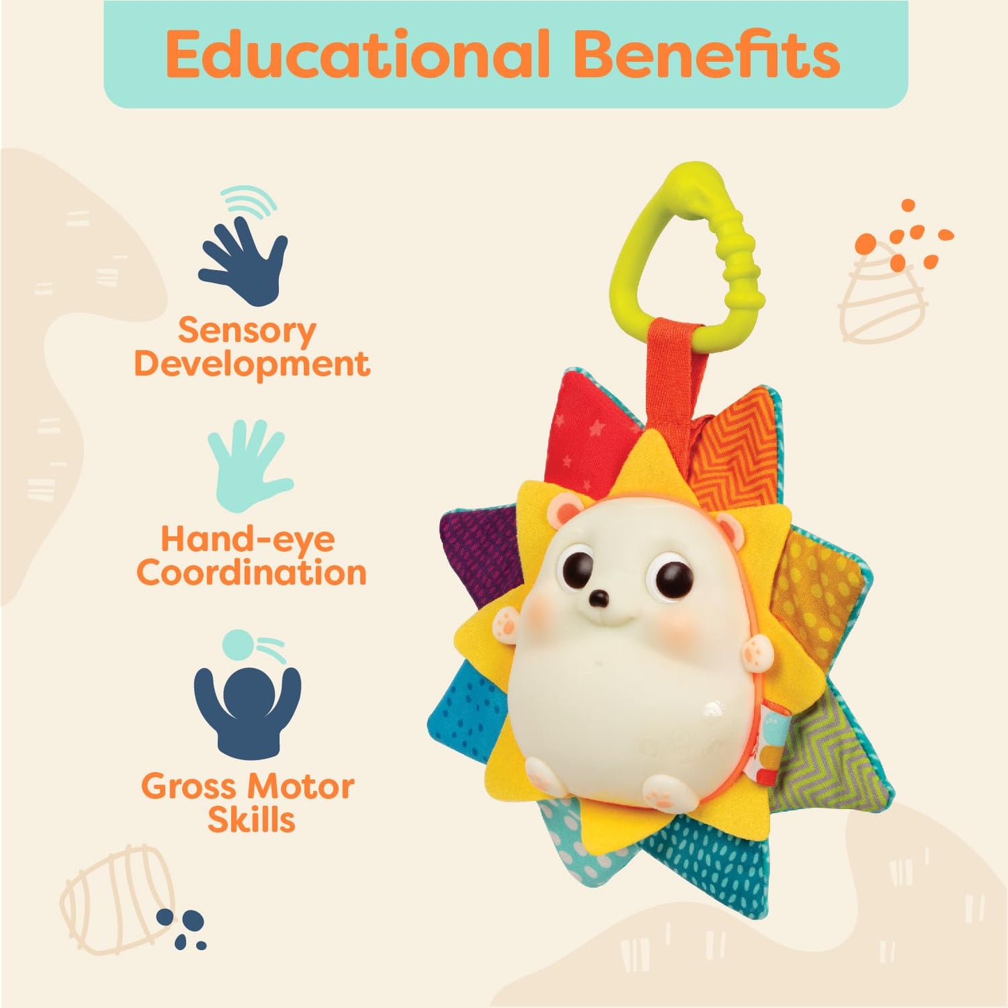 B. toys – Baby Musical Light – Up Hedgehog Toy with Lights & Sounds – Sensory Toy for Newborns, Babies – Music & Glowing Lights – RainGlow Buddy – 0+ Months
