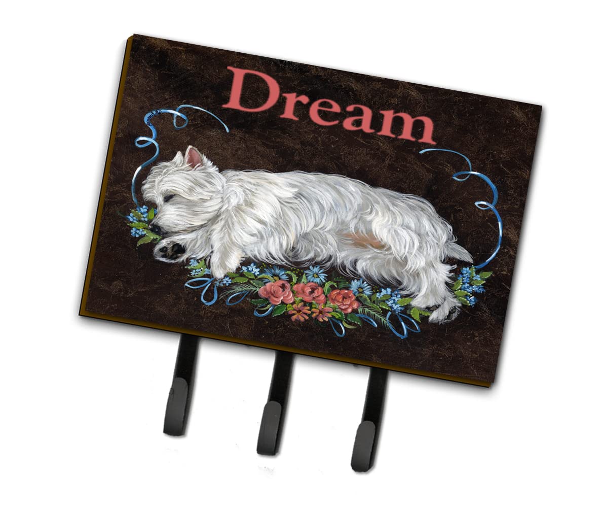 Caroline's Treasures PPP3278TH68 Westie Dream Leash or Key Holder, Wall Hooks, Key Hooks Holder, Coat Rack Wall Mount, Coat Hooks, Hooks for Hanging Keys, Towels, Aprons, Leashes,