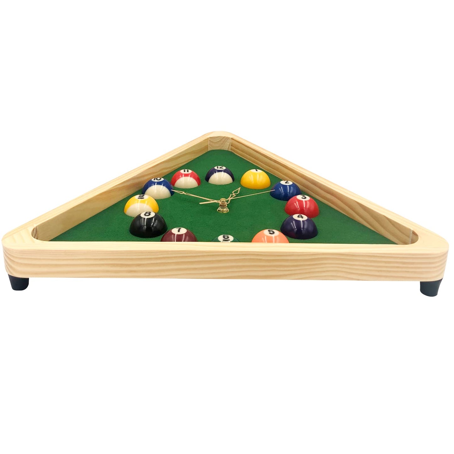 Yuanhe Billiards Pool Ball Clock - 14Inch Triangle Pool Table Cool Wall Clock with Solid Wood Frame,Great for Billiards Room,Pool Room,Game Room,Bar