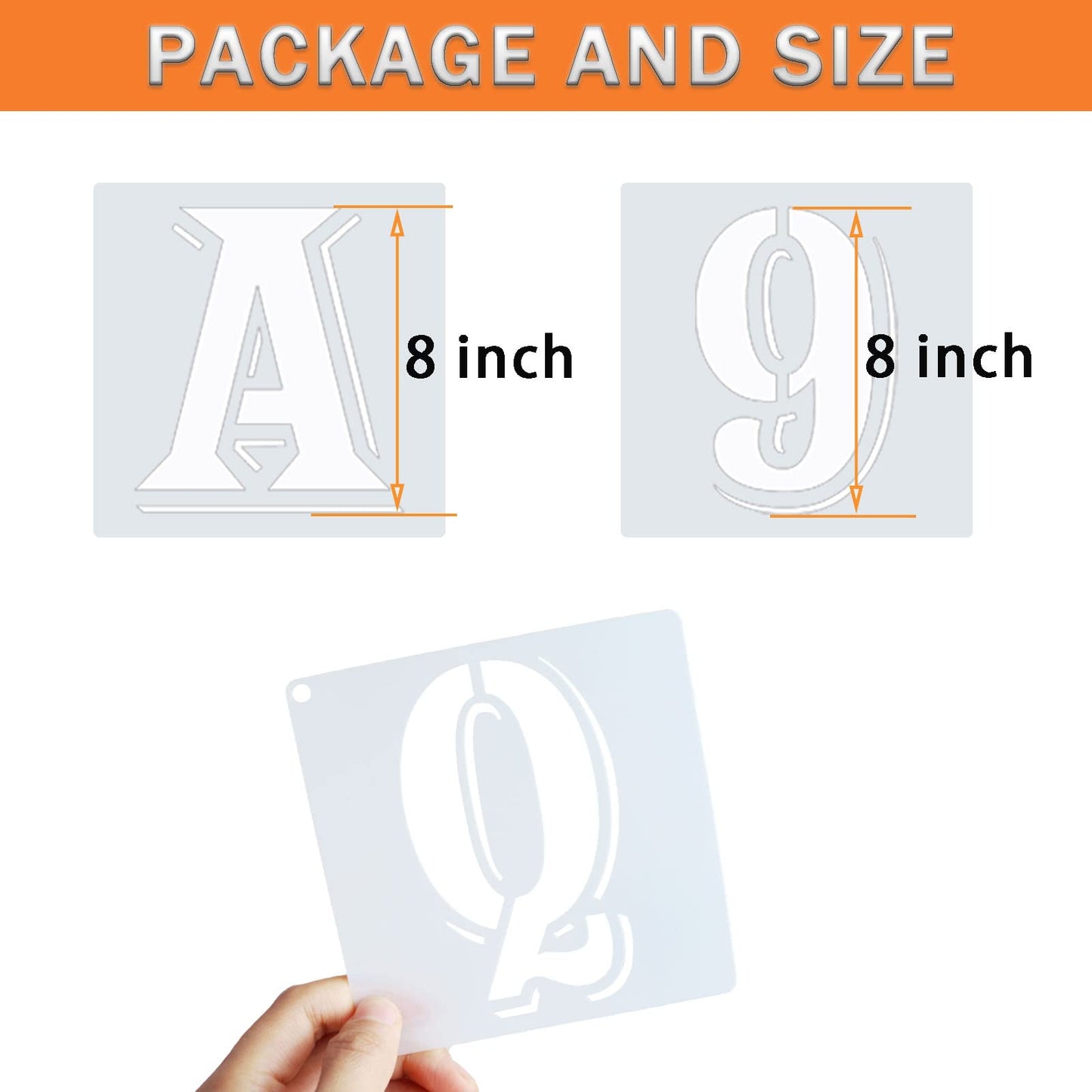 ASMPIO 8 Inch Letter Stencils Symbol Numbers Craft Stencils, 42 Pcs Reusable Plastic Alphabet Templates for Painting on Wood, Wall, Fabric, Rock, Glass, Signage, DIY Art Projects (8 Inch)
