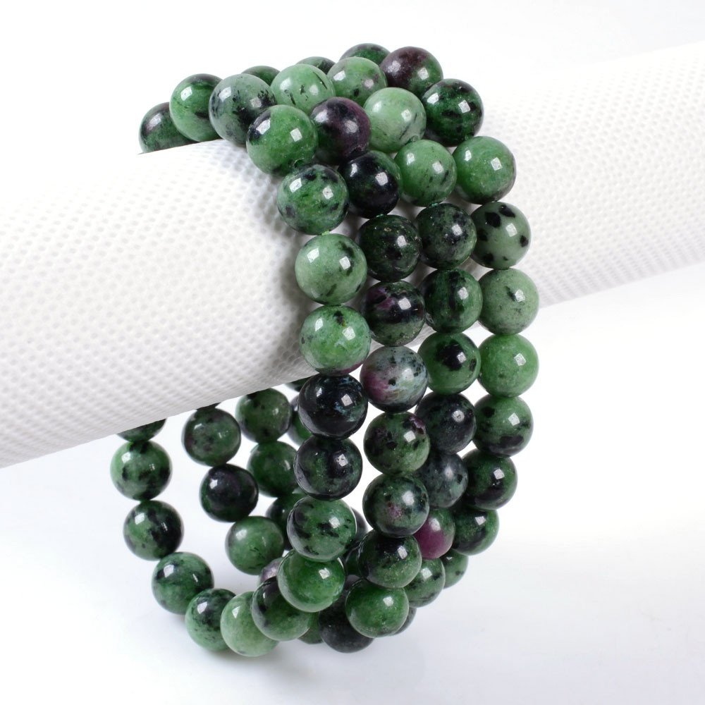 Justinstones Natural Ruby in Zoisite Gemstone 8mm Round Beads Stretch Bracelet 7 Inch Unisex