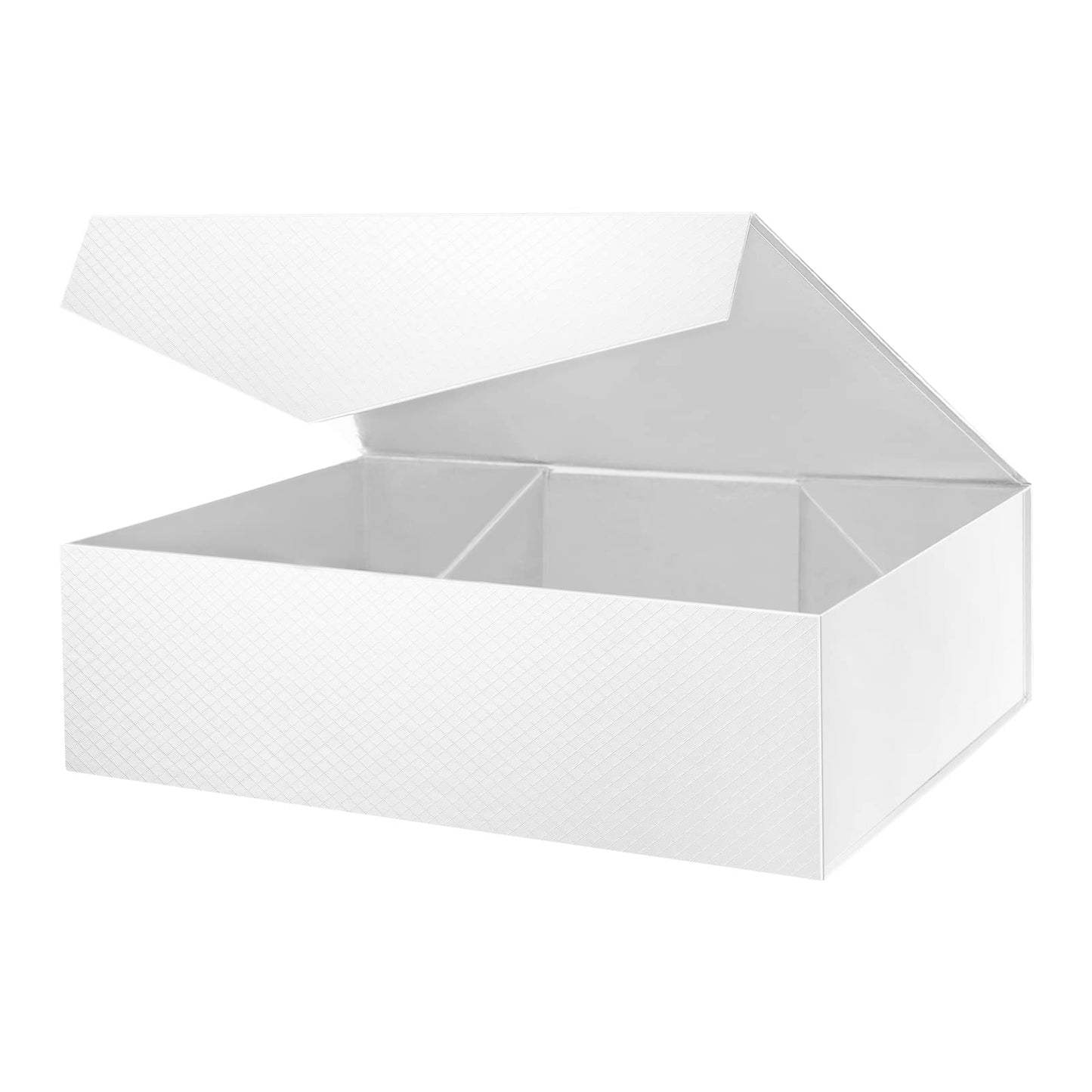 MALICPLUS Extra Large Gift Box with Lids for Mothers Day 17x14.5x5.5 Inches, White Bridesmaids Proposal Box with Magnetic Closure for All Occasion (Lattice Texture)