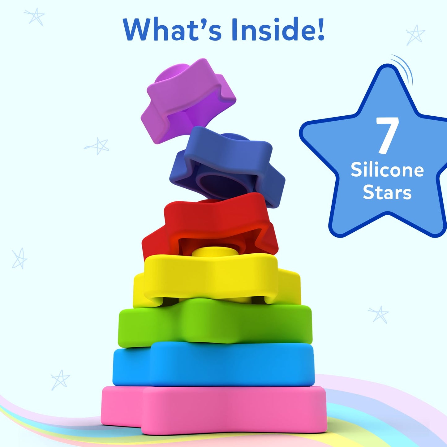 Skillmatics Starry Stacker | Silicone Stacking Toy (Ages 6 months - 3 years)
