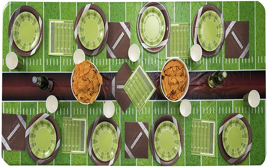 Hammont Football Tablecloth - Disposable Foot Ball Tablecloth - Super Bowl Party Supplies - Birthday | Gameday | Football Themed Party Decorations - 54" x 108" Table Cover (4 Pack)