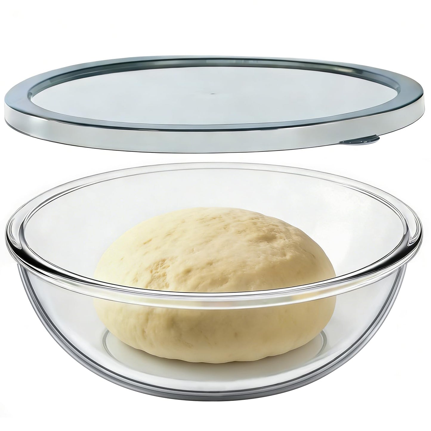 EWAFILU 6.2QT Large Glass Mixing Bowl with Lid, Clear Glass Salad Cooking Bowls for Sourdough, Salad and Storage Prepping and Baking Food Storage Set
