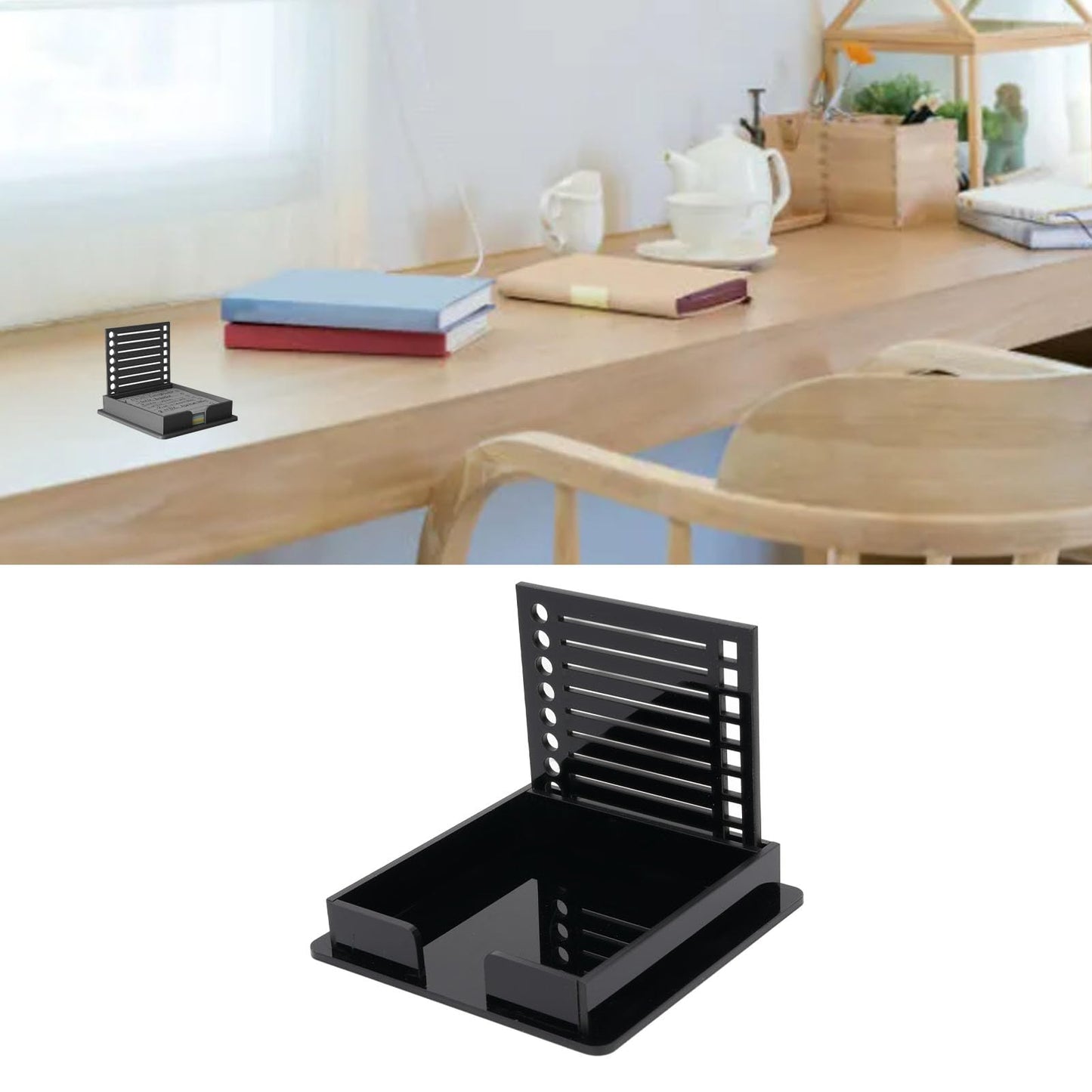 Yosoo Sticky Note Holder with Stencil, ABS Memo Pad Organizer for 3x3 Inch Note Pad Up Notes, High Strength and Toughness, Boost Work Efficiency