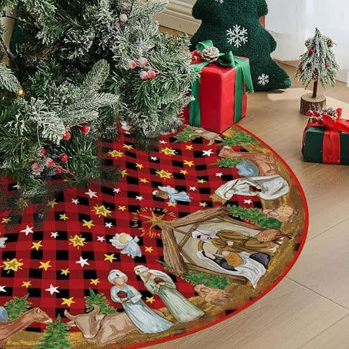 Christmas Nativity HOLY Night Tree Skirt 48 Inches