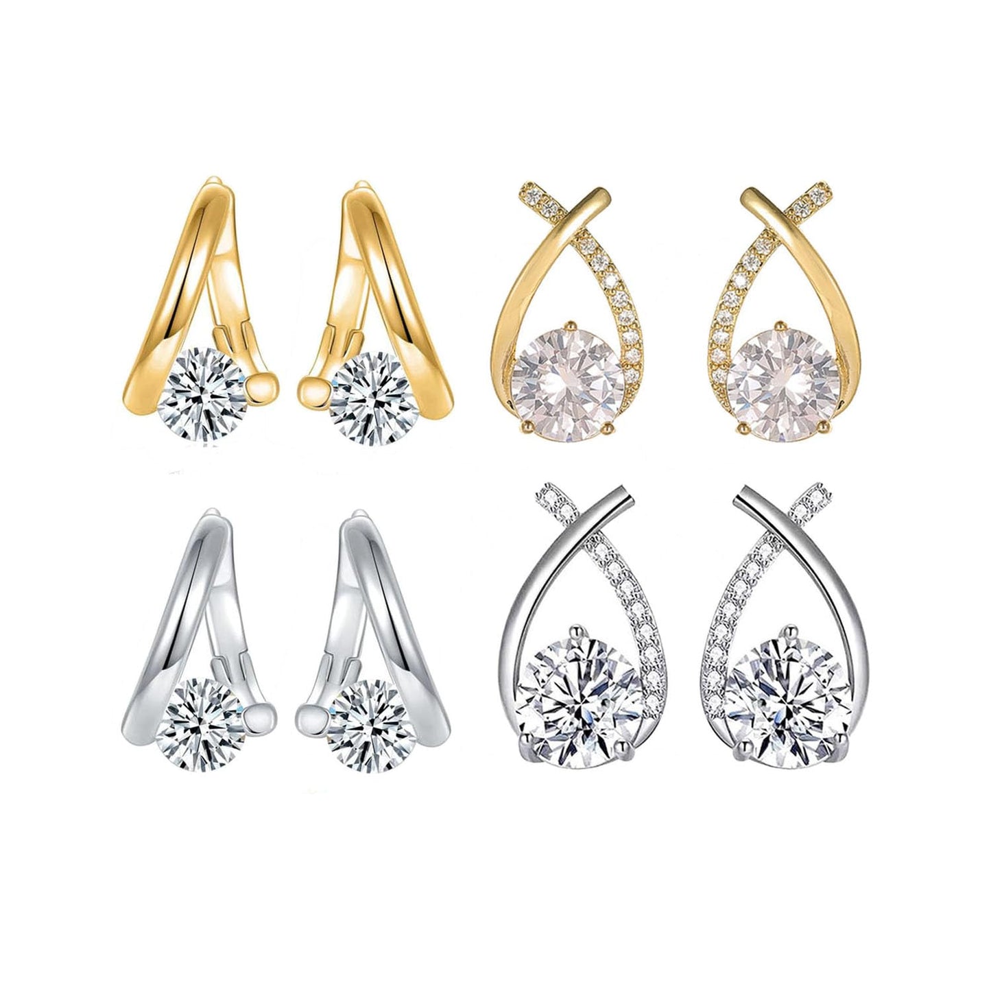 GLMOCM Hoop Earrings: Lymphatic Drainage Earrings with Germanium, Copper, Zircon Stones - Modern Hoops for Women