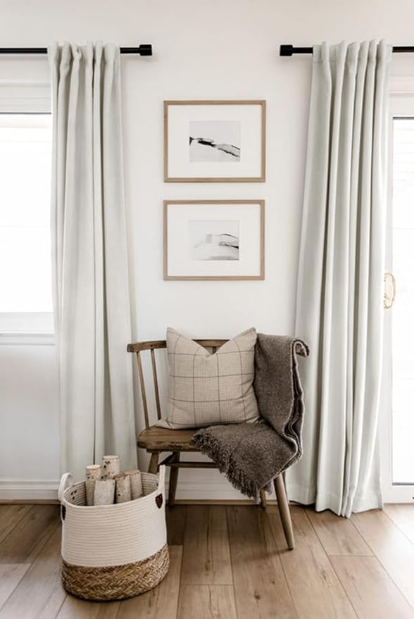 100% Blackout Shield Linen Blackout Curtains for Bedroom 72 Inches Long, Back Tab/Rod Pocket Living Room Drapes, Thermal Insulated Blackout Curtains 2 Panels Set, 50" W x 72" L, Beige