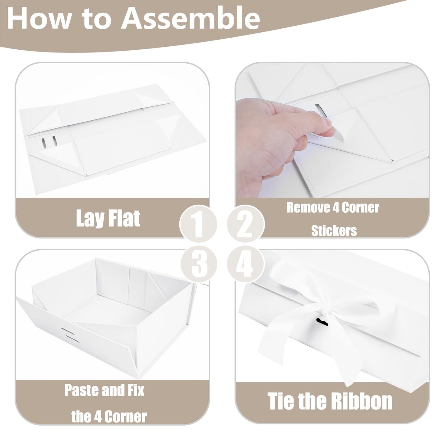 Aimyoo 5 Pack Large White Gift Box with Ribbon, 11.5x8.6x4.1 inch Groomsman Proposal Box for Presents with Magnetic Closure Lids, Rectangle Collapsible Luxury Box for Wedding, Christmas, Birthday