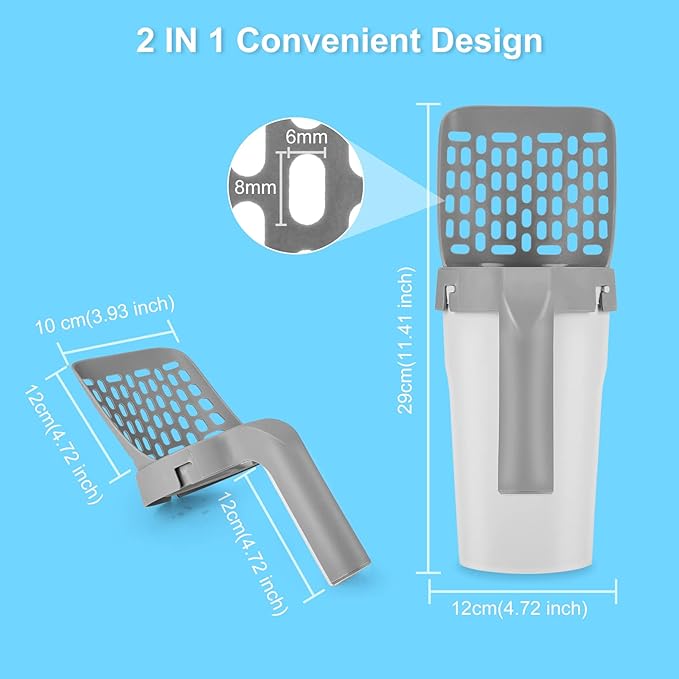 Cat Litter Scooper with Holder, Cat Litter Shovel with Waste Can,Refill Bag