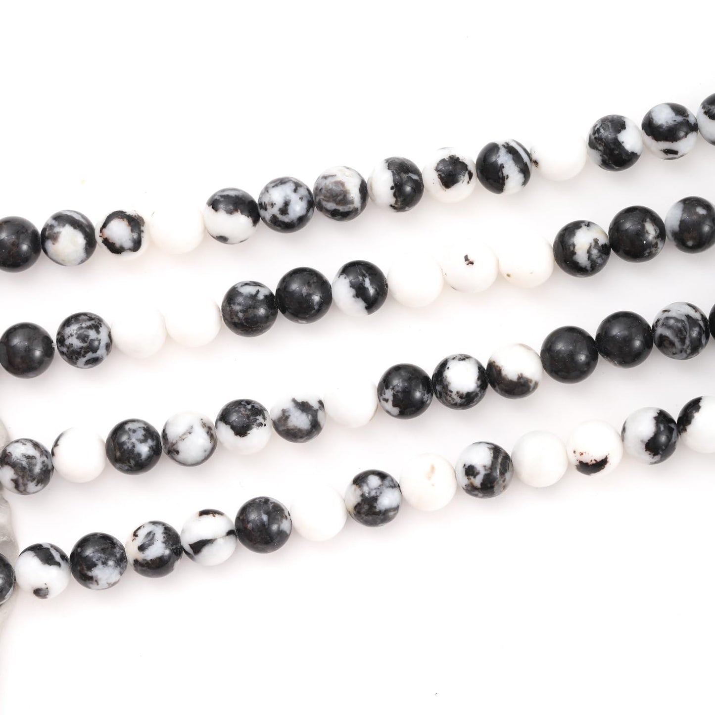 10mm 38pcs DIY Natural Black White Zebra Stone Beads Round Healing Crystal Gemstone Loose Beads for Jewelry Making Handmade Bracelet Necklace