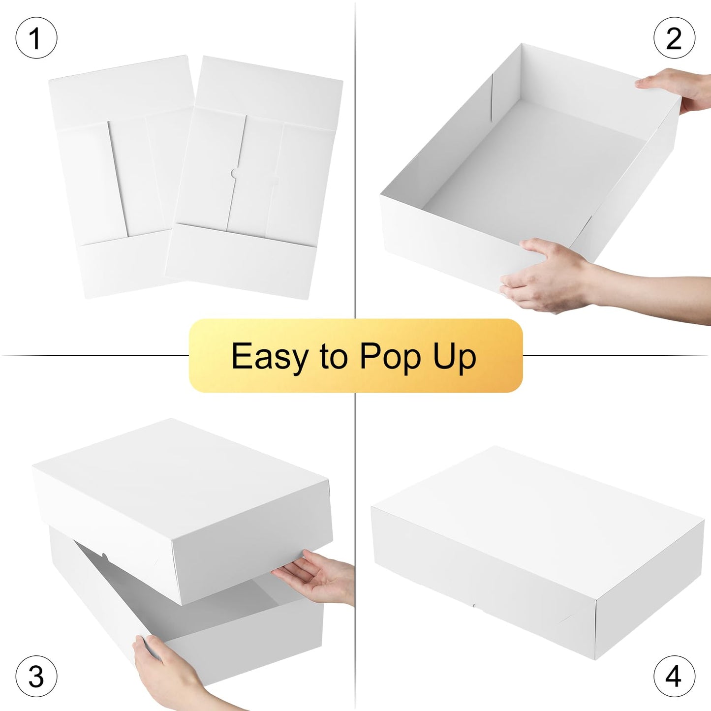 Ocmoiy 8 Pack Large Gift Boxes with Lids, 17 x 11 x 4 Inches Extra Deep White Gift Boxes for Presents, Auto Pop-up Clothes Box for Robes Shirts Blankets and Bulky Presents