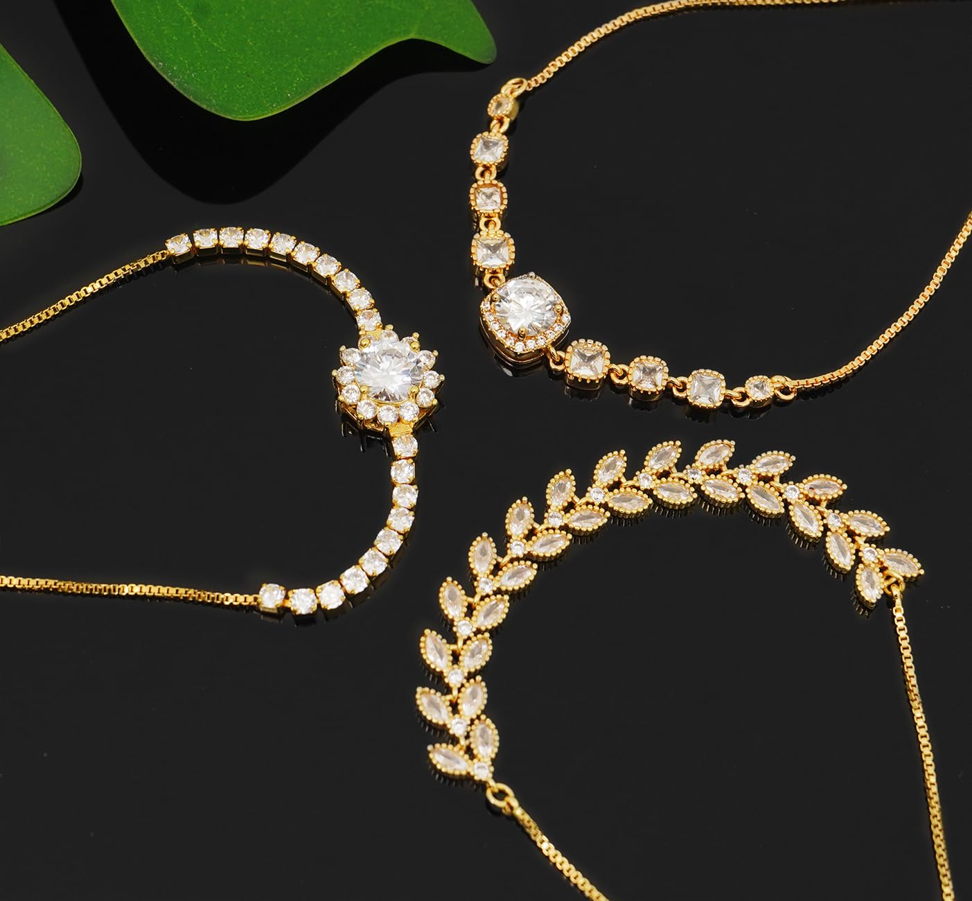 Wovanoo Tennis Bracelet for Women Cubic Zirconia Bracelets Adjustable Slider Bracelets Gold 02