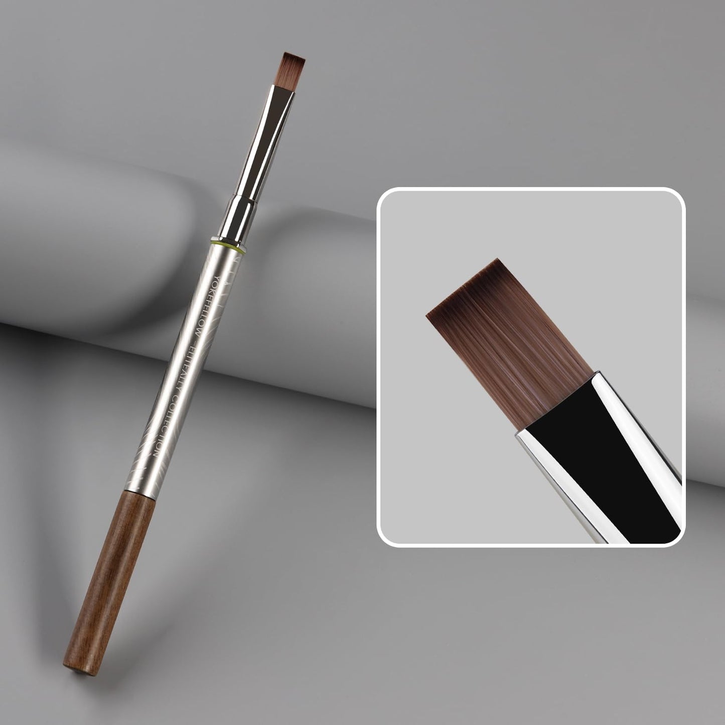 YOKEFELLOW EliteAlly Large Flat Nail Art Brushes, Wide Head Nail Brush for Easy Powder, Gel Nail Polish, Extension Gel Smooth Application Professional Nail Tool(EA03 WIDE FLAT)