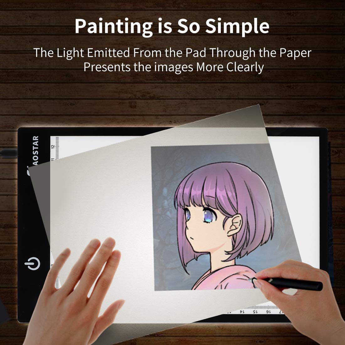 XIAOSTAR Light Box Drawing Pad A5, Tracing Board with Micro USB Cord Charge Cable and Brightness Adjustable for Artists, AnimationDrawing, Sketching, Animation, X-ray Viewing (A5) Not Rechargeable