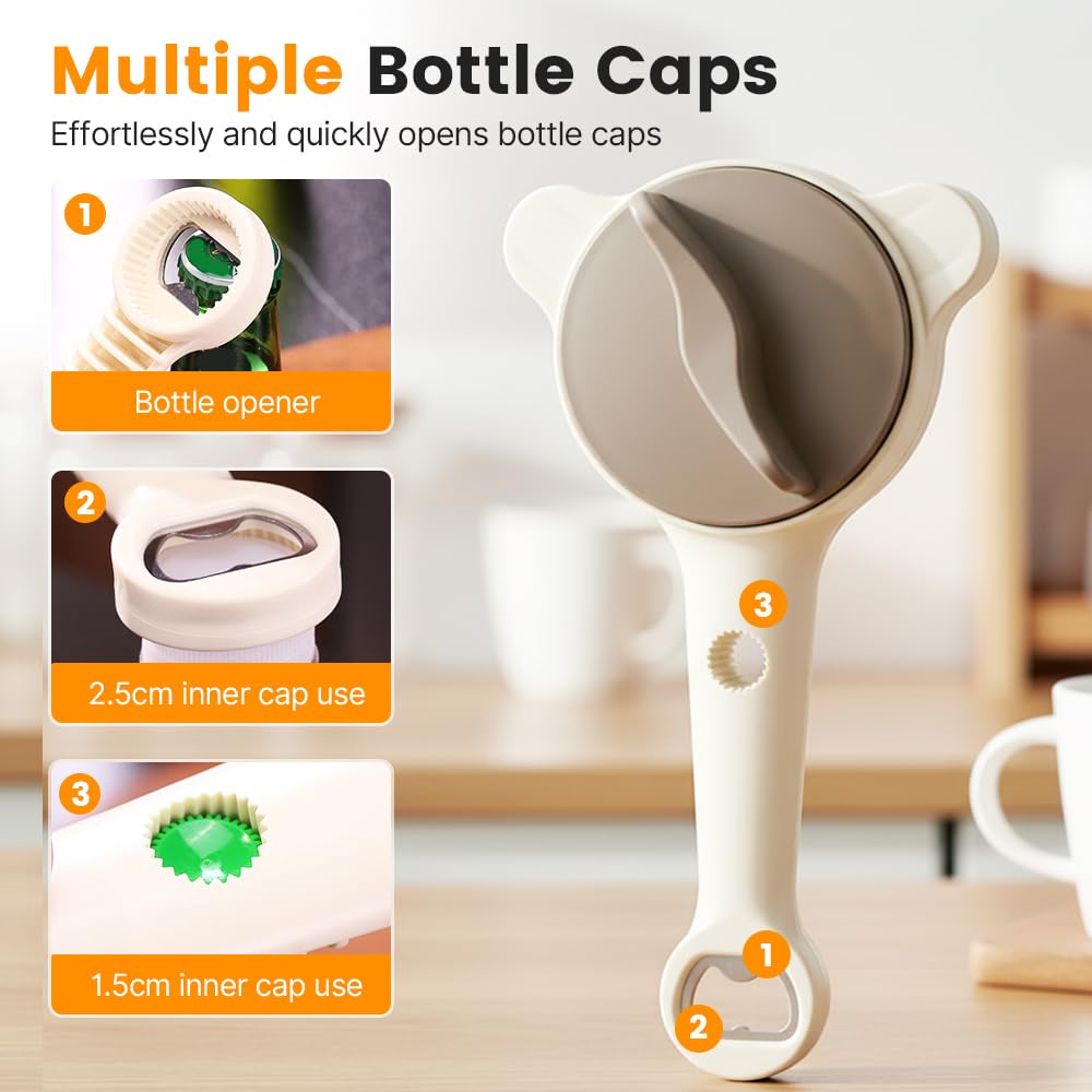 4 in 1 Multi-Purpose Jar Opener, Adjustable Three Claw Bottle Opener with Non Slip Teeth, Multi Kitchen Tool for weak hands and seniors Sufferers, Fits Kitchen Jars, Bottles and Cans (1 PCS)