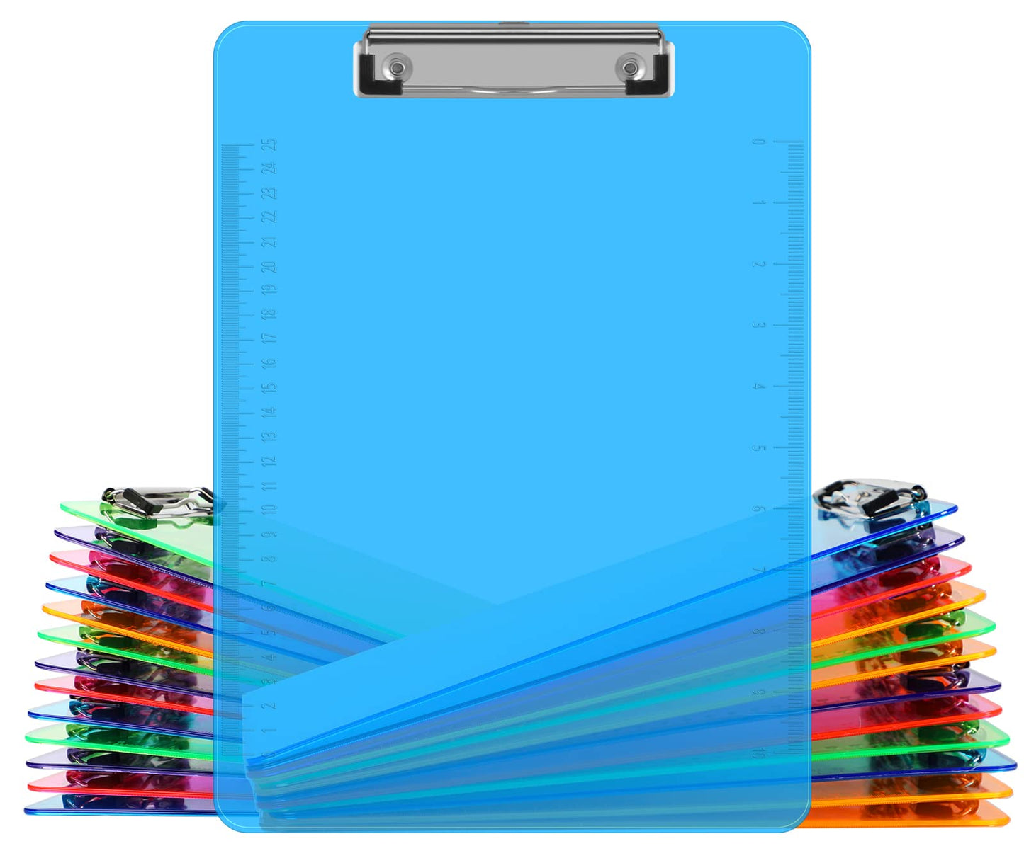 Clipboards, HERKKA 25 Pack Plastic Office Clipboards, Assorted Transparent Color Plastic Clip,Letter