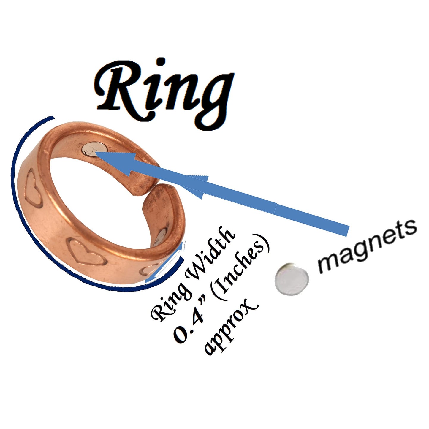 Touchstone Handcrafted By Indian Skilled Artisans Durable Pure Copper Symbolic Love Heart Shape Magnetic Ring In Natural Tone