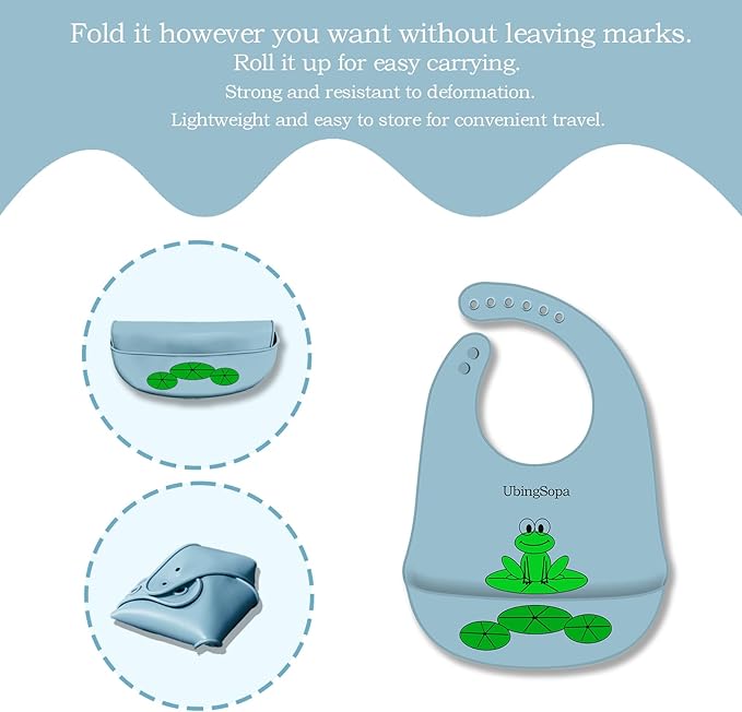 Silicone Baby Bibs – Adjustable, Soft, Waterproof & Durable, with Large Food-Catching Pocket, Feeding-Friendly